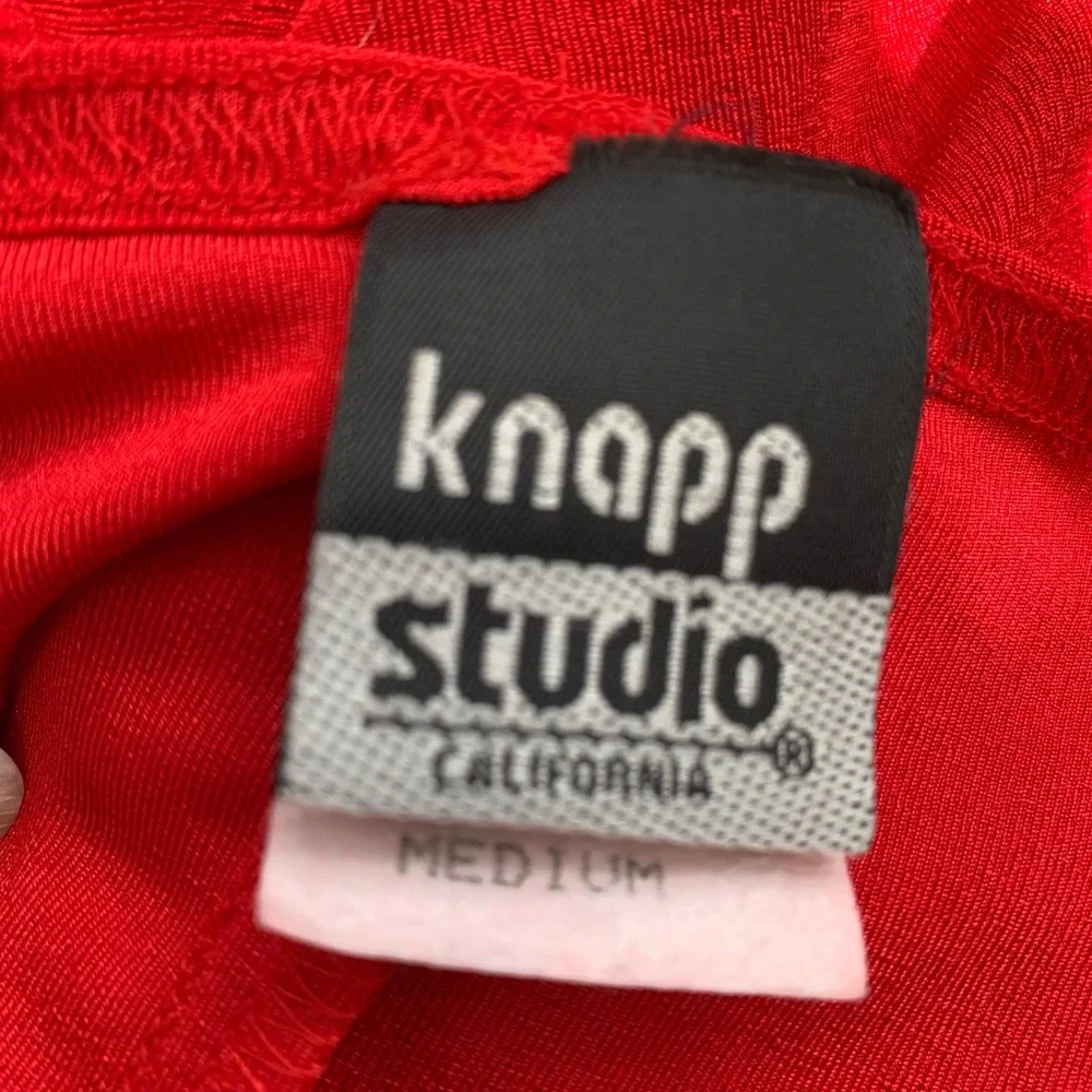Knapp Studio  Red Sleeveless Maxi Dress Scoop Neck 90s Vintage Knit Medium USA